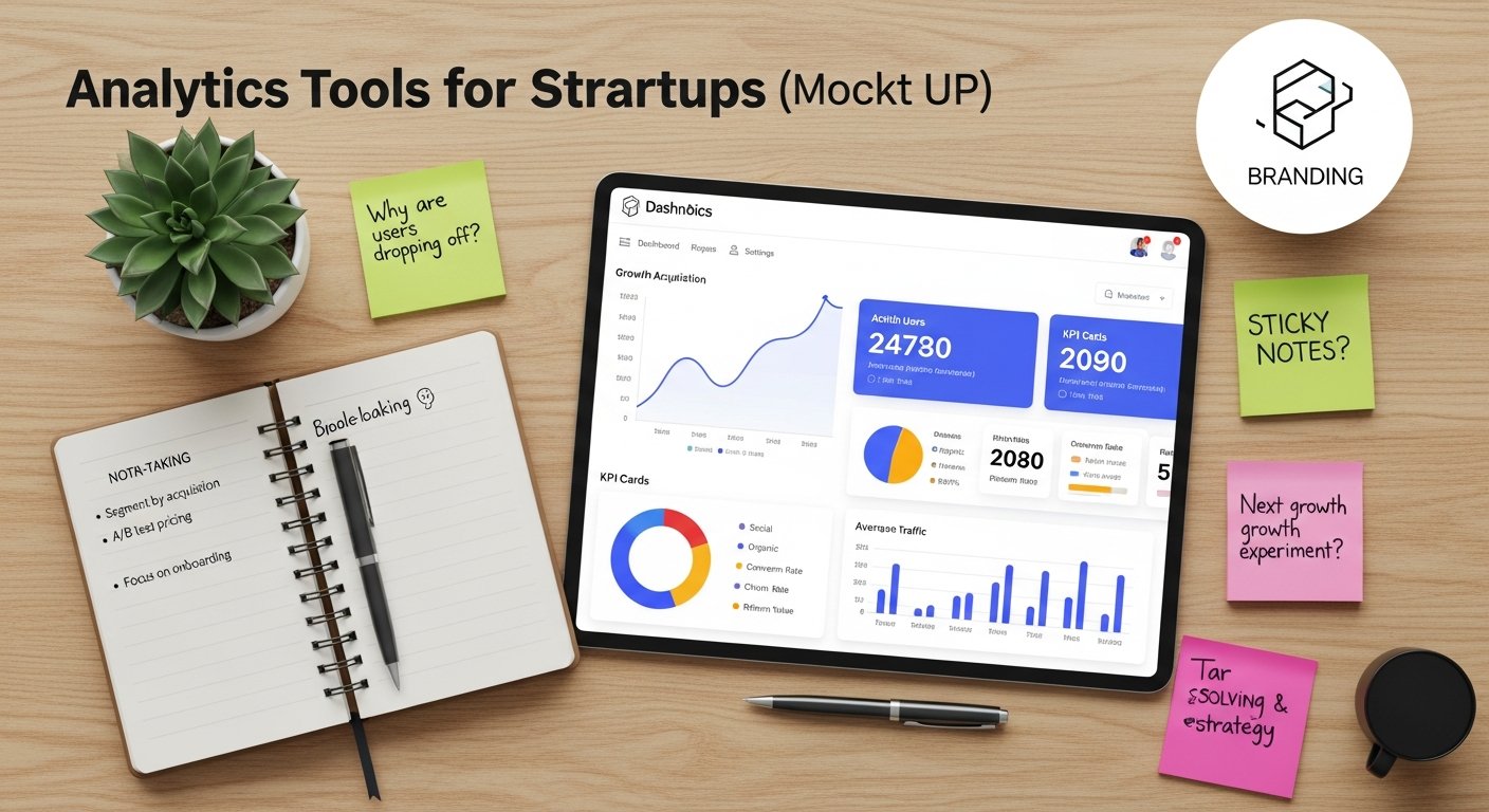 Tech startup team analyzing digital marketing analytics dashboard displaying growth metrics