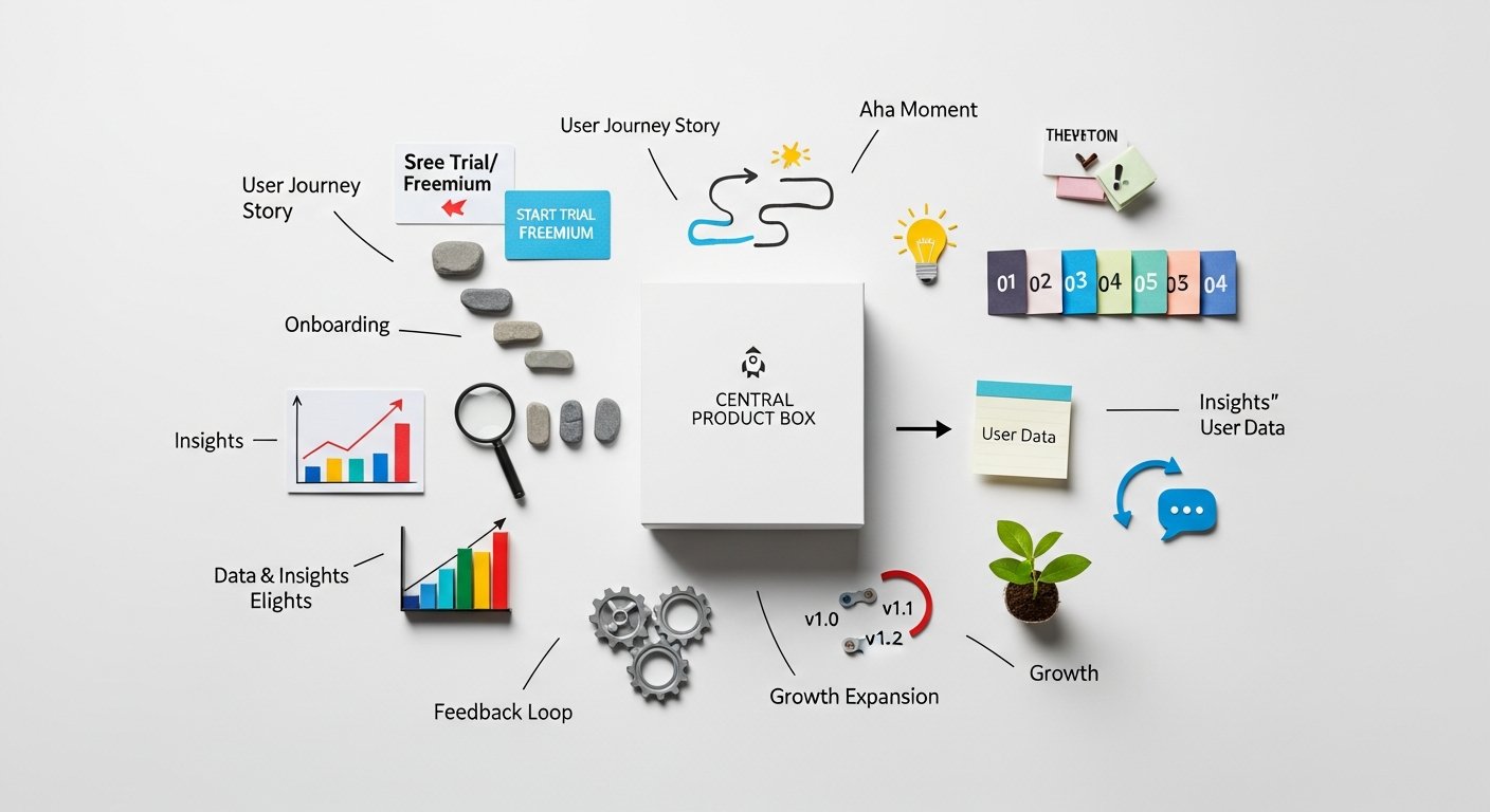 Illustration of product-led growth concept for tech startups and digital marketing strategy