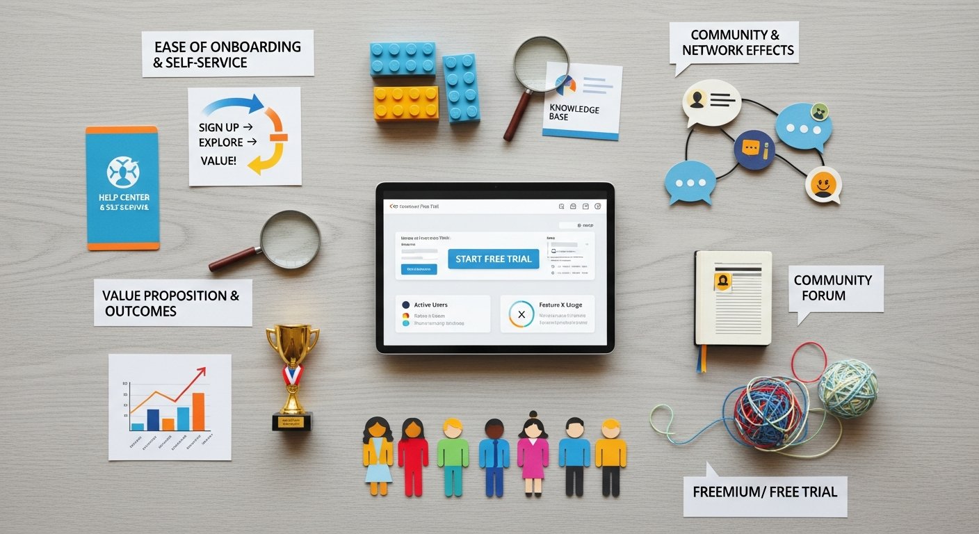 Featured illustration of a product-led-growth tech startup leveraging digital marketing strategies