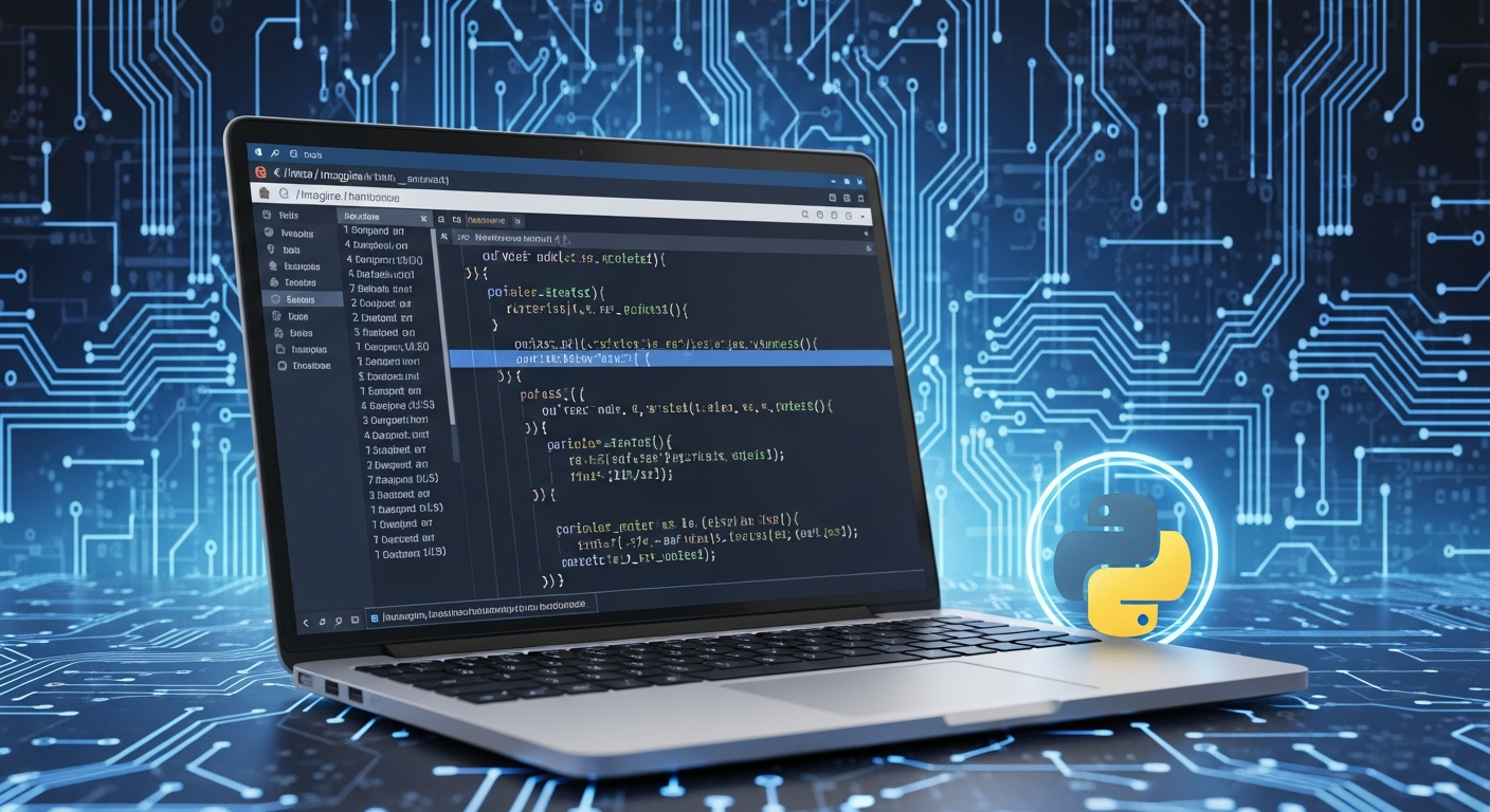 Computer science programming — code editor with abstract circuit overlay